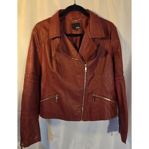 a.n.a Faux Leather Moto Jacket | Rust Brown Zip Jacket | Women’s XL